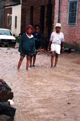 Eritrea - Asmara - Sembel. The streets of Sembel are flooded due the overflow of the water basin.