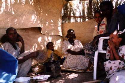 Eritrea - Adi Keshi. My mother in her temporary residence with her four grandchildren.