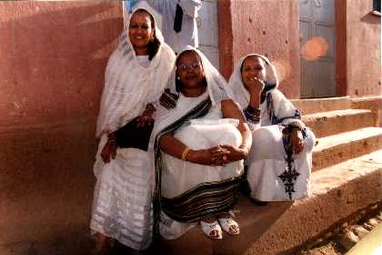 Asmara - Eritrea. Three beautiful ladies at the celebrating the 10th anniversary of liberation.