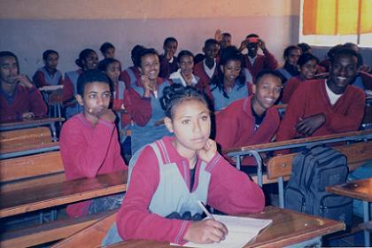 Pupils of grade 8 in their classroom at Keih Bahri Comprehensive School.