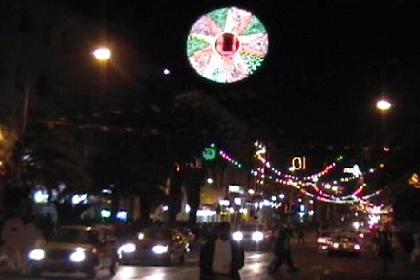 Illuminated Harnet Avenue Asmara Eritrea. 10th anniversary of liberation