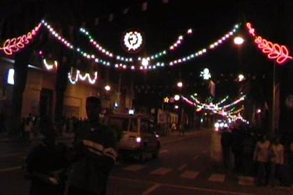 Illuminated streets of Asmara.
