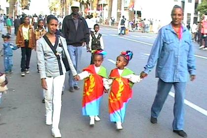 Children dressed for the party at Bathi Meskerem Square.