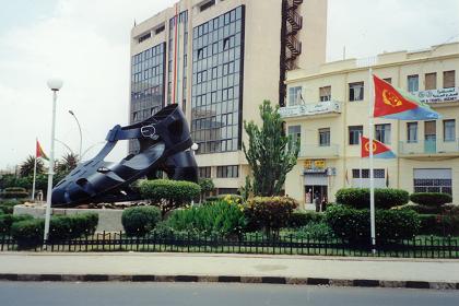 Giant sandal - monument unveiled on the occasion of the 10th anniversary of Eritrean liberation - Asmara Eritrea.