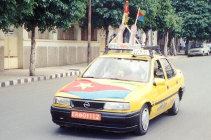 Taxi driver celebrating 10 years liberated Eritrea - Asmara.