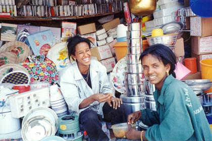 Woman in a shop in Adaga Arbi - Asmara Eritrea.