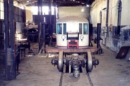 Italian railcar under repair in the Asmara railway depot.