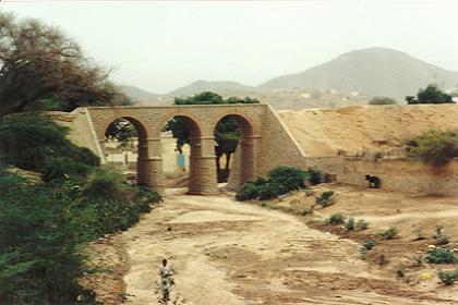 Viaduct of the former Eritrean railway over a dry river bed in Keren.