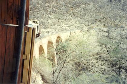 The train passing over one of the many railway viaducts on its way to Massawa.