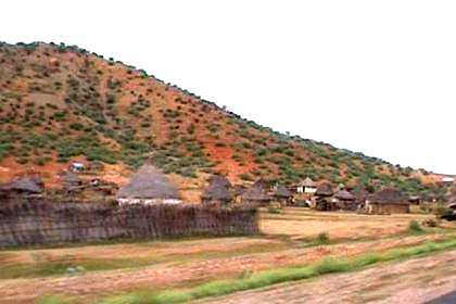 Little hamlet or "Adi" on the foot of a hill near Agordat.