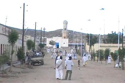 Main street and famous mosque of Nacfa.