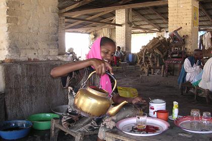 Little tea bar in the covered market - Agordat Eritrea.