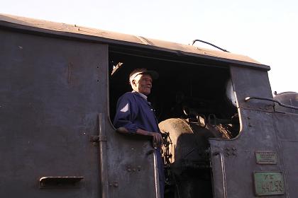 Asmara - Ghinda - Over 80 years old driver of the locomotive.