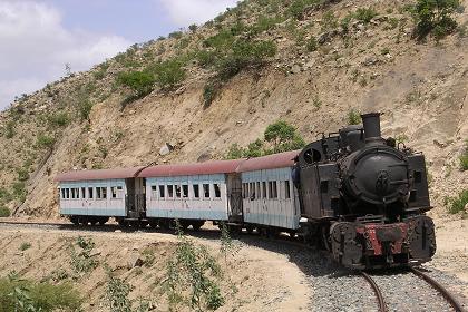 Asmara - Ghinda. The train on the edge of the mountain.