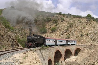 Asmara - Ghinda. The train passing one of the 65 bridges