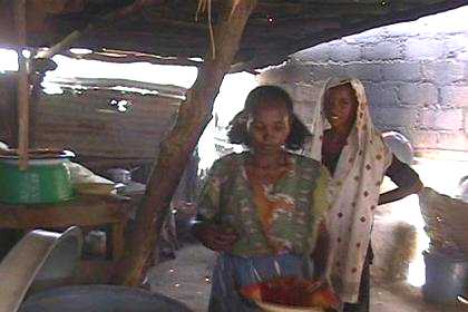 Kitchen of a small restaurant in Ghela'elo - Eritrea.