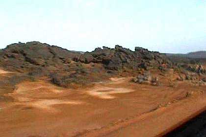 Volcanic structures in the Denkalia dessert.