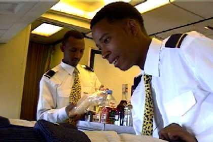 Flight attendants of the Eritrean Airlines Boeing 767.