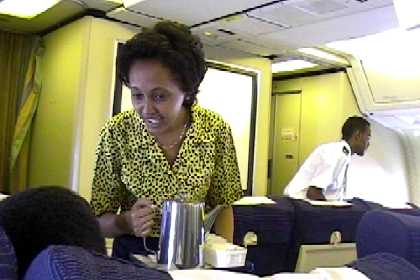 Flight attendant of the Eritrean Airlines Boeing 767.