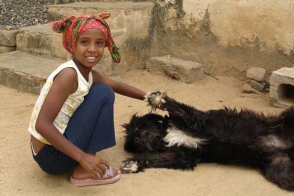 (Neighbors daughter) Yohanna and her dog - Keren Eritrea.