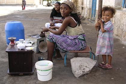 Women drinking Eritrean coffee - Massawa Eritrea.