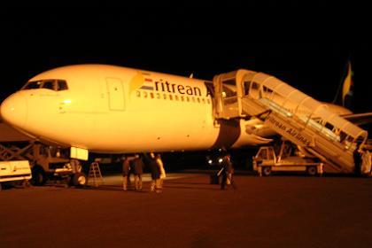 The Eritrean Airlines Boeing 767 at Asmara International Airport.