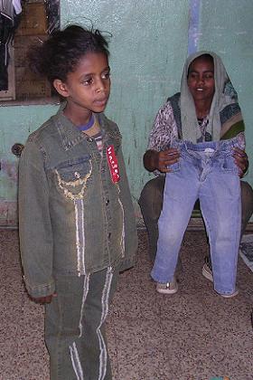 My little niece Alana fitting her jeans.