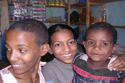 Neighbors of Hansu and Afeworki in their grocery shop - Keren Eritrea.