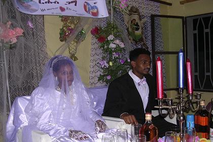Bride and bridegroom at the wedding in Keren Eritrea.