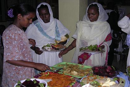 The buffet at the wedding in Keren Eritrea.