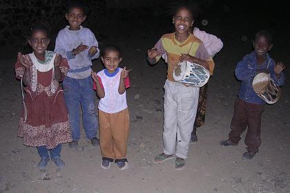 Local kids making music in the evening - Adi Quala Eritrea.