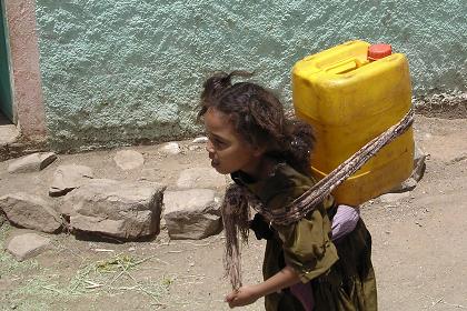 Girl carrying water from the well - Debarwa Eritrea.