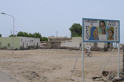 "Virginity is healthy". Warning against aids - Assab Eritrea.