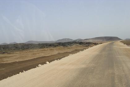 The road through the Dankalia dessert Eritrea.