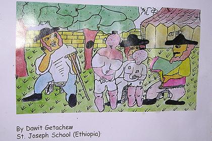 UNMEE calendar with drawings of Ethiopian school children.