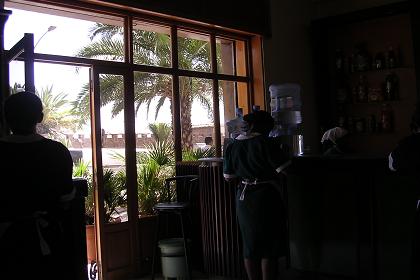 View on Harnet Avenue from Cathedral Snack Bar - Asmara Eritrea.