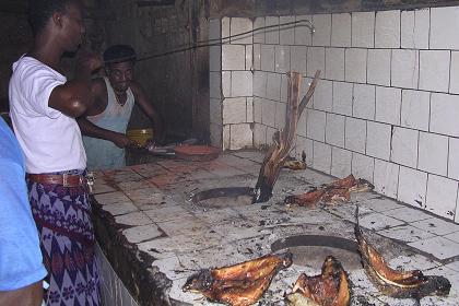Kitchen of the Selam fish restaurant on Batse island - Massawa Eritrea.
