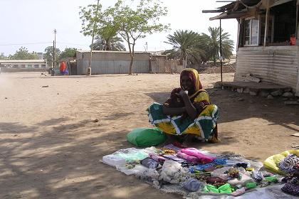 Woman selling textiles in Edaga Berai - Massawa Eritrea.