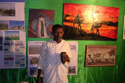 Eritrean artist showing his work,  ETSA exhibition - Asmara Eritrea.