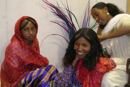 Eritrean traditional hair dresser,  ETSA exhibition - Asmara Eritrea.