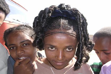 Girl showing here beautifull hair creation - Asmara Eritrea.