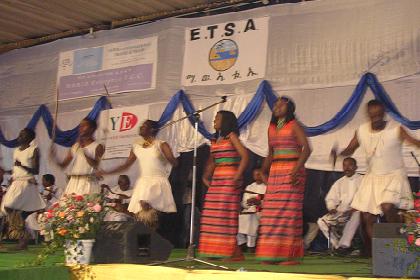 Kunama traditional group at the ETSA party on the Expo grounds.