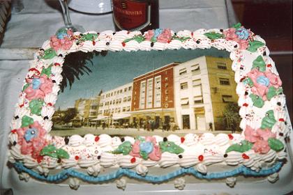 One of the four giant fancy cakes at the ETSA party on the Expo grounds.