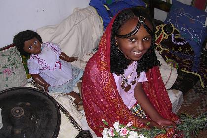 Girl in traditional clothes - Expo area Asmara Eritrea.