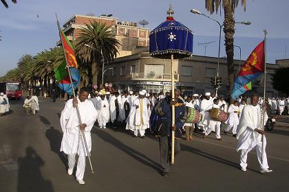 Priests on their way to Bahti Meskerem Square - Asmara Eritrea.