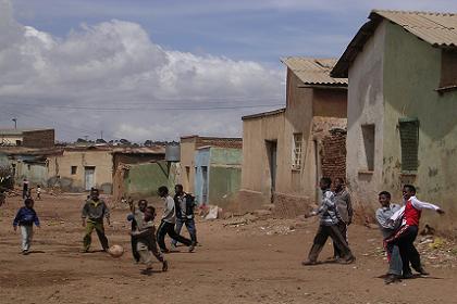 Boys playing football - Edaga Arbi Asmara Eritrea.