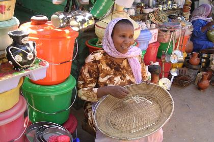 Traditional handicraft (basket weaving) at the market behind the main mosque - Asmara Eritrea.