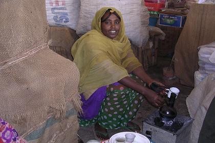 Eritrean coffee ceremony with Akiar  - Saganeiti Eritrea.