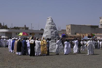 Blessing of the Damera by the priests. Celebration of Meskel - Asmara Eritrea.
