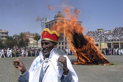 The Damera collapses. Celebration of Meskel - Asmara Eritrea.